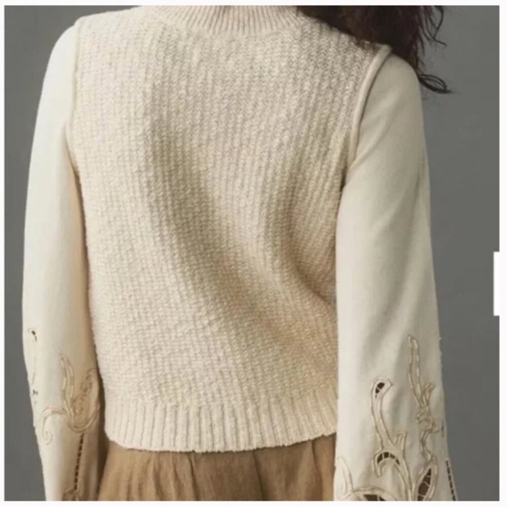 NWT Anthropologie Textured Eyelet Twofer Sweater Vest Top - Picture 4 of 11